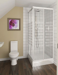 Aqualux Aqua 4 Telescopic Corner Entry Enclosure White Ribbon Glass