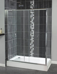 Aqualux Shine Sliding Shower Door 1000mm Polished Silver