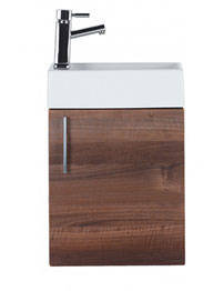 Balterley Wall Hung 400mm Vanity Unit And Basin With Walnut Door