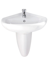 Balterley Corner 1 TH White 55cm Basin With Semi-Pedestal
