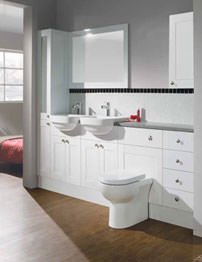 Balterley 300mm White Gloss Shaker Tall Glass Door Wall Cabinet