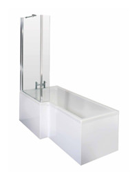 Lauren 1700mm Square Shower Bath LH With Screen And Side Panel
