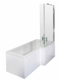 Lauren 1700mm Square Shower Bath RH With Screen And Side Panel