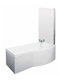 Lauren 1700mm RH Curved Shower Bath With Screen And Side Panel
