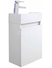 Ultra Zone Compact White Finish Wall Hung Cabinet With Basin