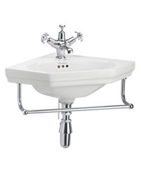 Burlington Corner Cloakroom Basin And Towel Rail Wall Mounted