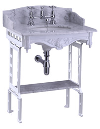 Sarah Marble Slab And White Aluminium Wash Stand With Marble Shelf