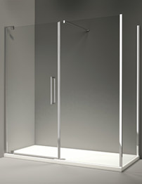 Merlyn 10 Series Pivot Door And Inline Panel 1700mm - Clear Glass
