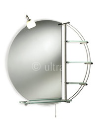 Ultra Magnum Round Mirror With Shelves And Light