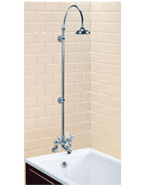 Wall Mounted Angled Bath Shower Mixer - Curved Arm - 6