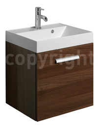 Bauhaus Design 500mm Walnut Finished Single Door Basin Unit