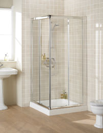 Lakes Classic Semi-Frameless Corner Entry Shower Enclosure 1000mm Silver
