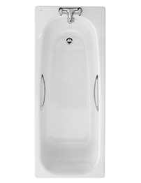 Twyford Shallow Slip Resistant Steel Bath With Grips 1500 x 700mm