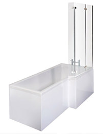 Lauren Square 1700mm Bath RH With Ella Hinged Screen And Front Panel