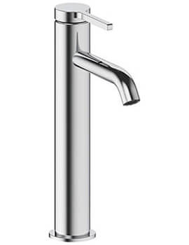 Britton Hoxton Contemporary Deck Mounted Tall Basin Mixer Tap with Curved Spout