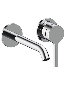 Britton Hoxton 2 Hole Wall Mounted Basin Mixer Tap with Curved Spout