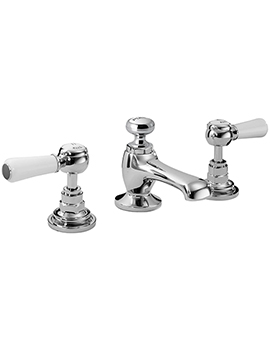 Hudson Reed Topaz 3-Hole Deck Mounted Basin Mixer Tap With Pop Up Waste